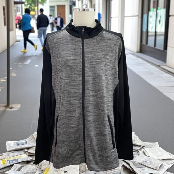 North End Mens XXL Gray Black Zip Jacket Athletic Lightweight Gorpcore Outdoor - Picture 1 of 11